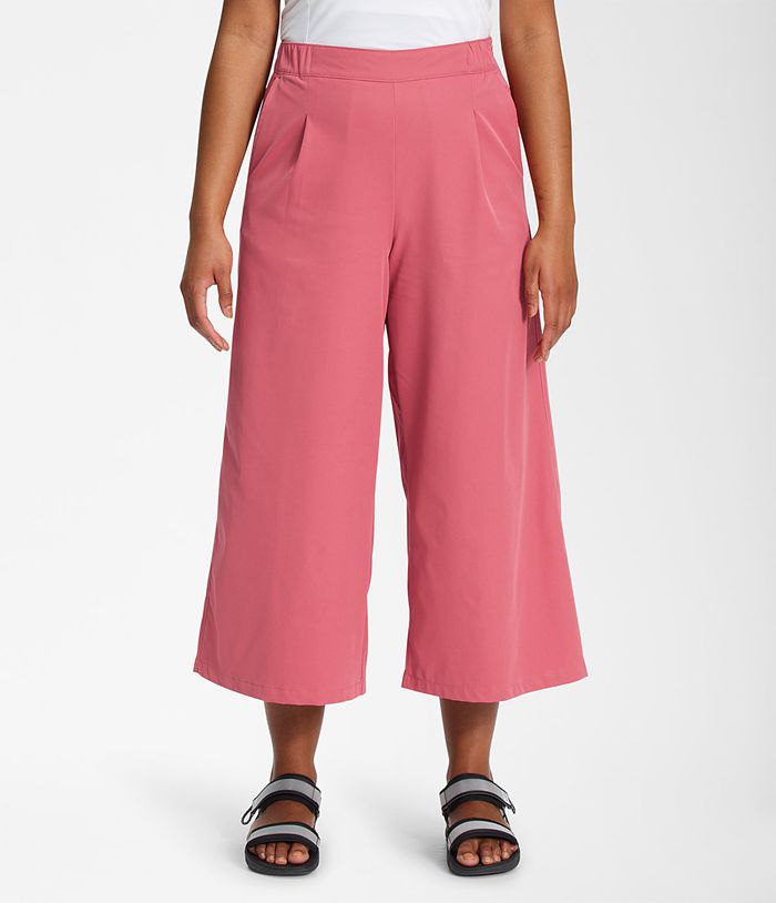 The North Face Spodnie Damska Różowe Standard Wide Leg - PDNG30746